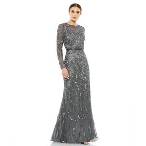 Mac Duggal 5124 NWT BEADED LONG SLEEVE EVENING GOWN